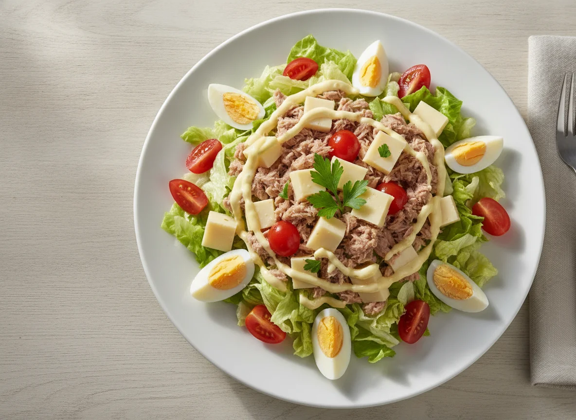Thunfischsalat mit Ei und Käse photo