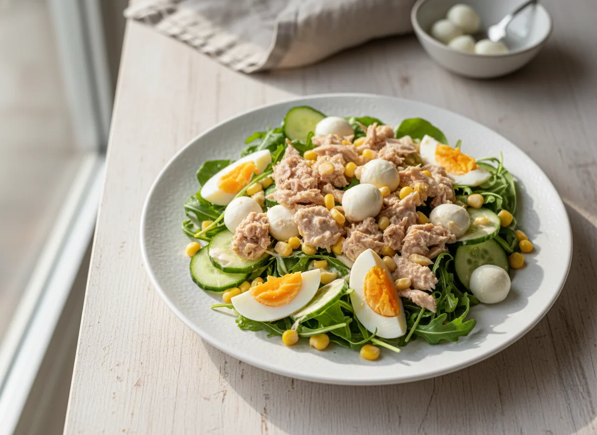 Thunfischsalat mit Ei und Mozzarella photo