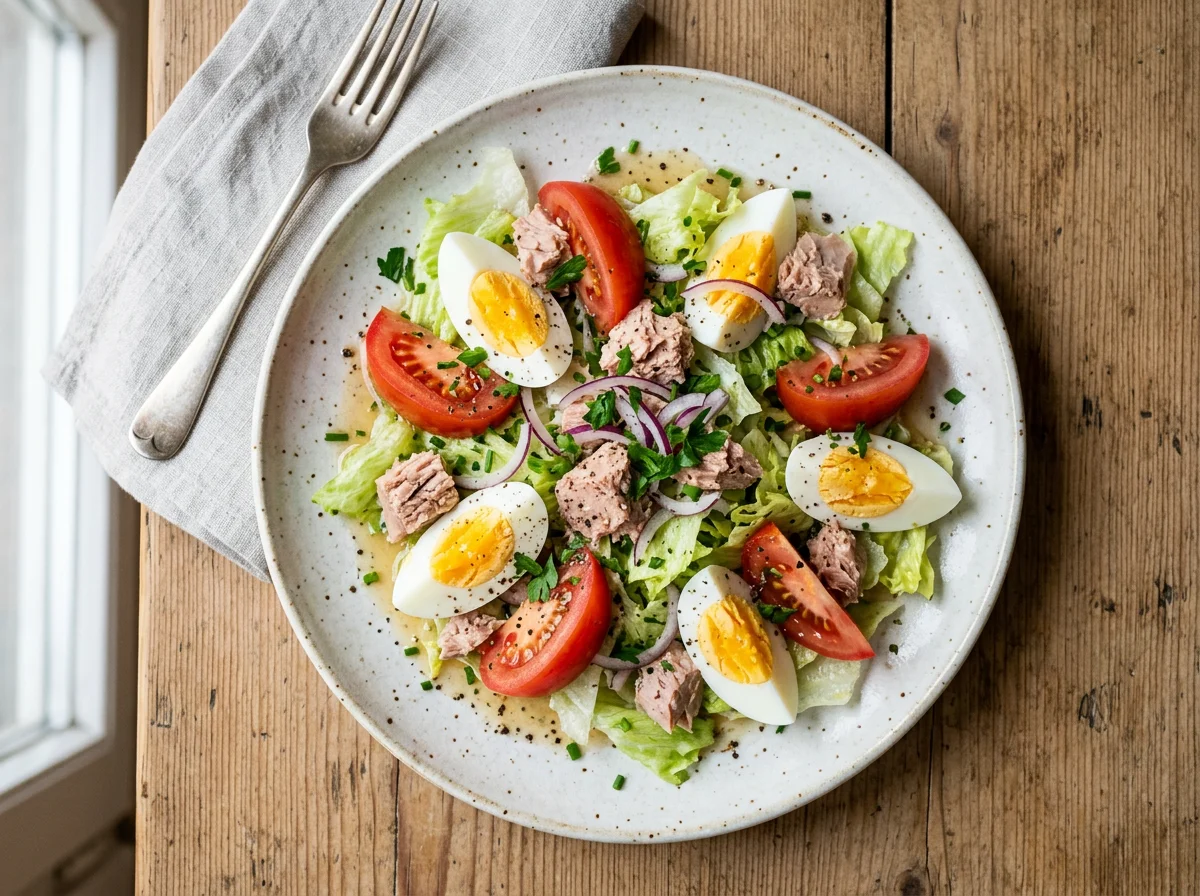 Thunfischsalat mit Ei und Tomaten photo