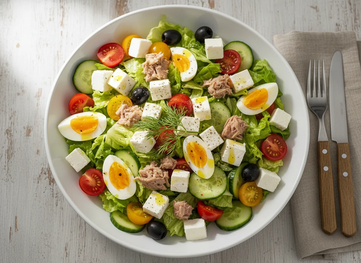 Thunfischsalat mit Feta und Ei photo