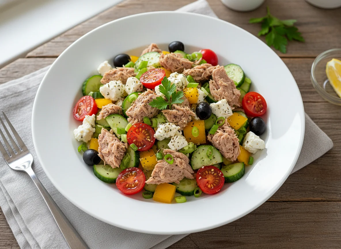 Thunfischsalat mit Feta und Gemüse photo