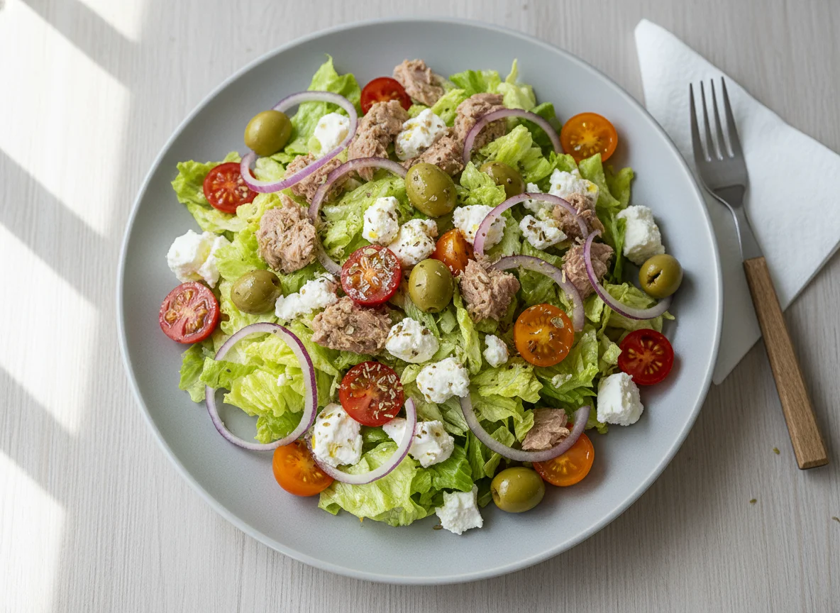 Thunfischsalat mit Feta und Oliven photo