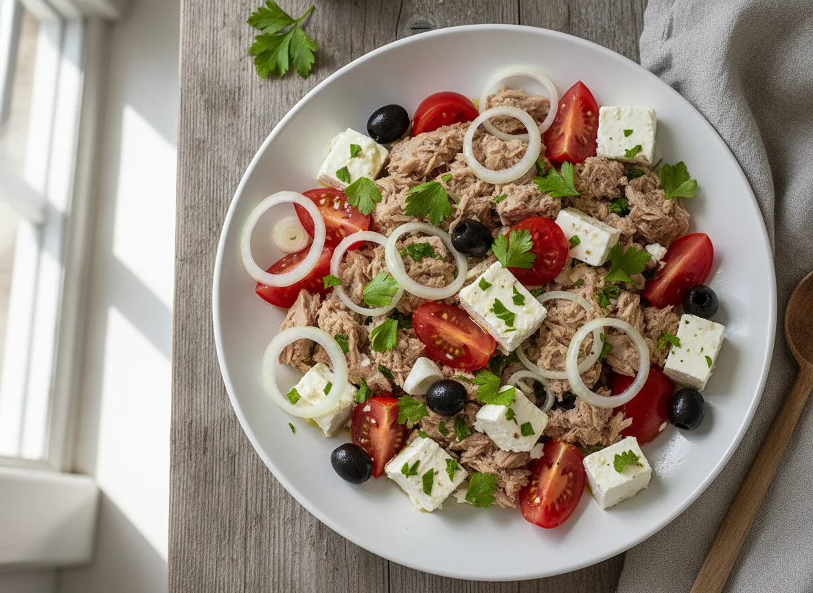 Thunfischsalat mit Feta und Tomaten photo
