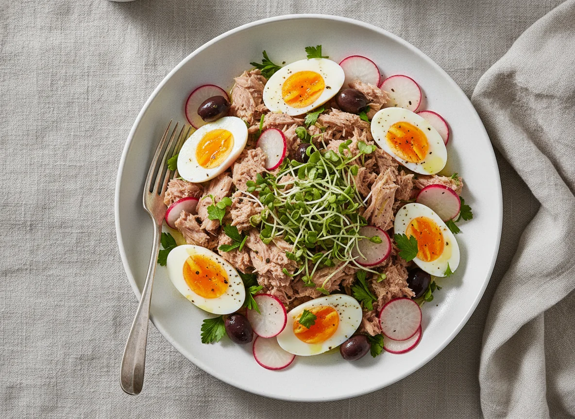 Thunfischsalat mit gekochten Eiern photo