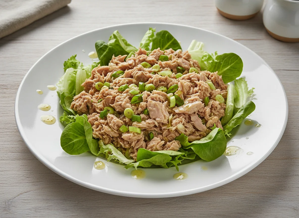 Thunfischsalat mit grünem Blattsalat photo