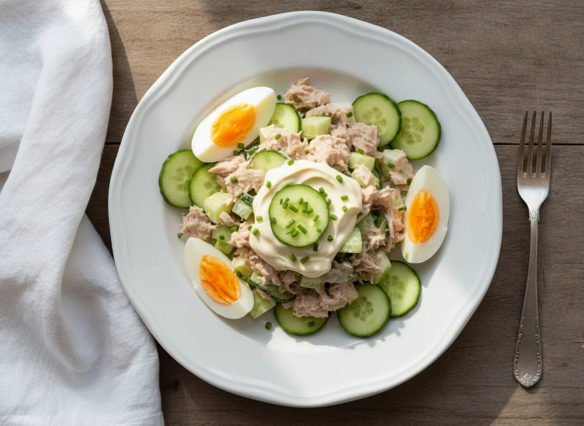 Thunfisch-Salat mit Gurke und Ei photo