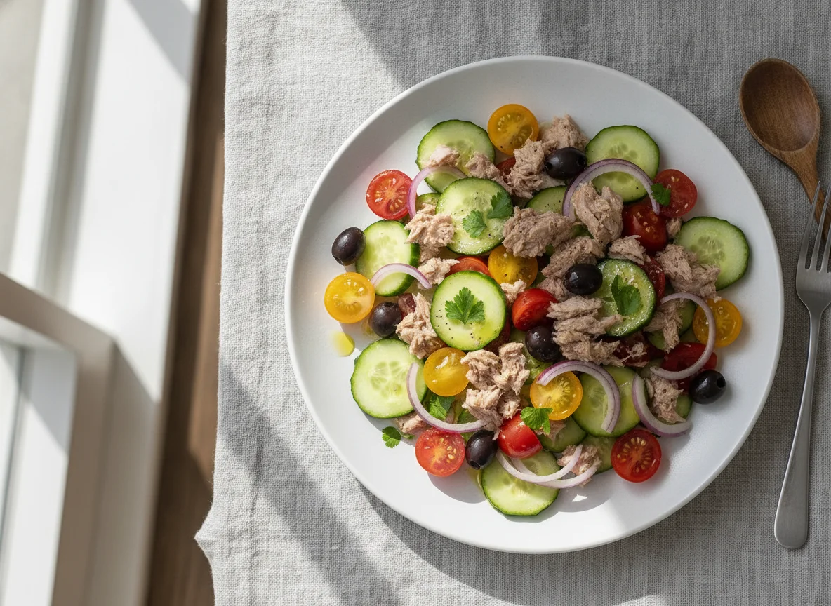 Thunfischsalat mit Gurke und Tomaten photo