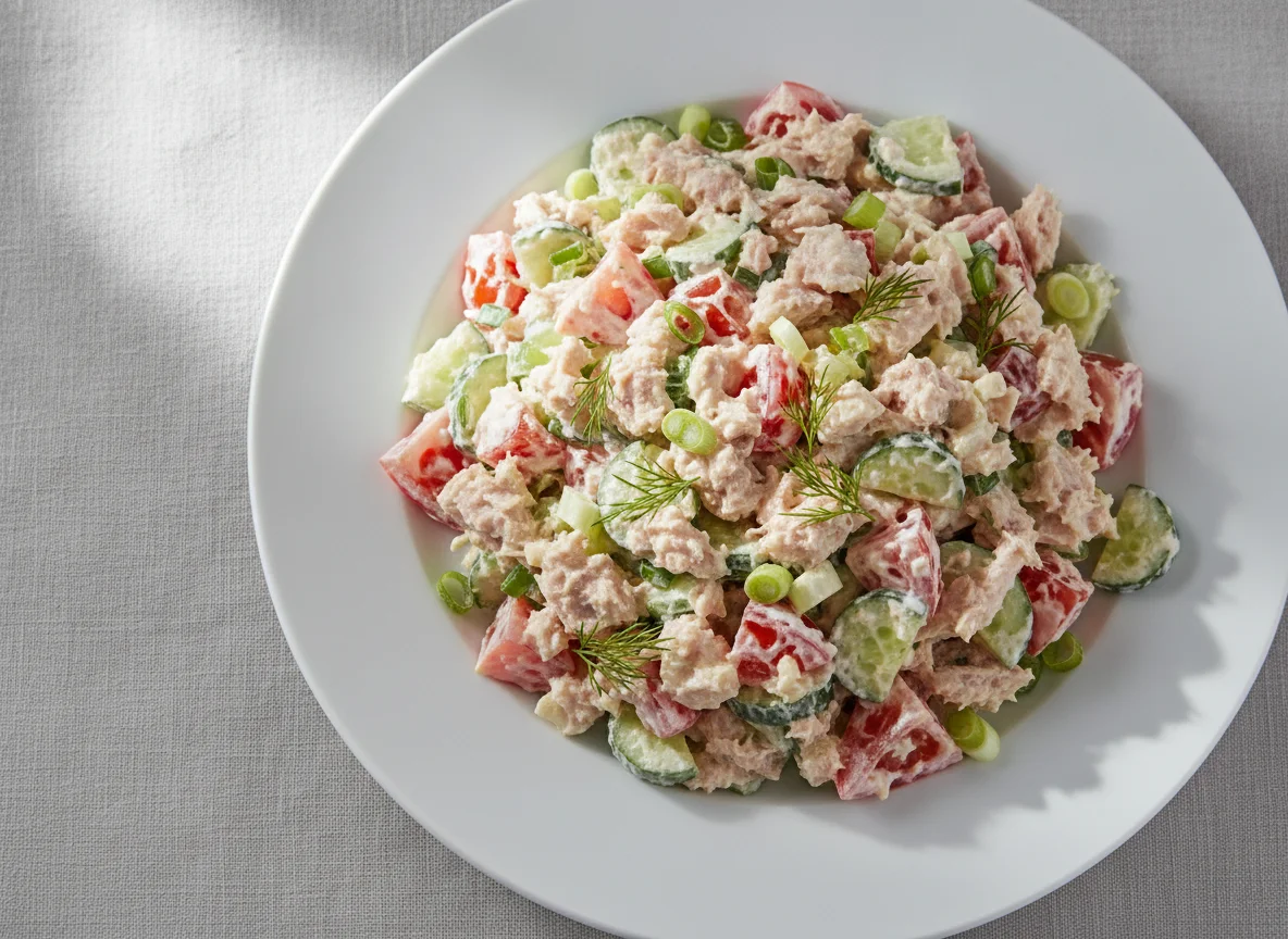 Thunfisch-Salat mit Gurken und Tomaten photo