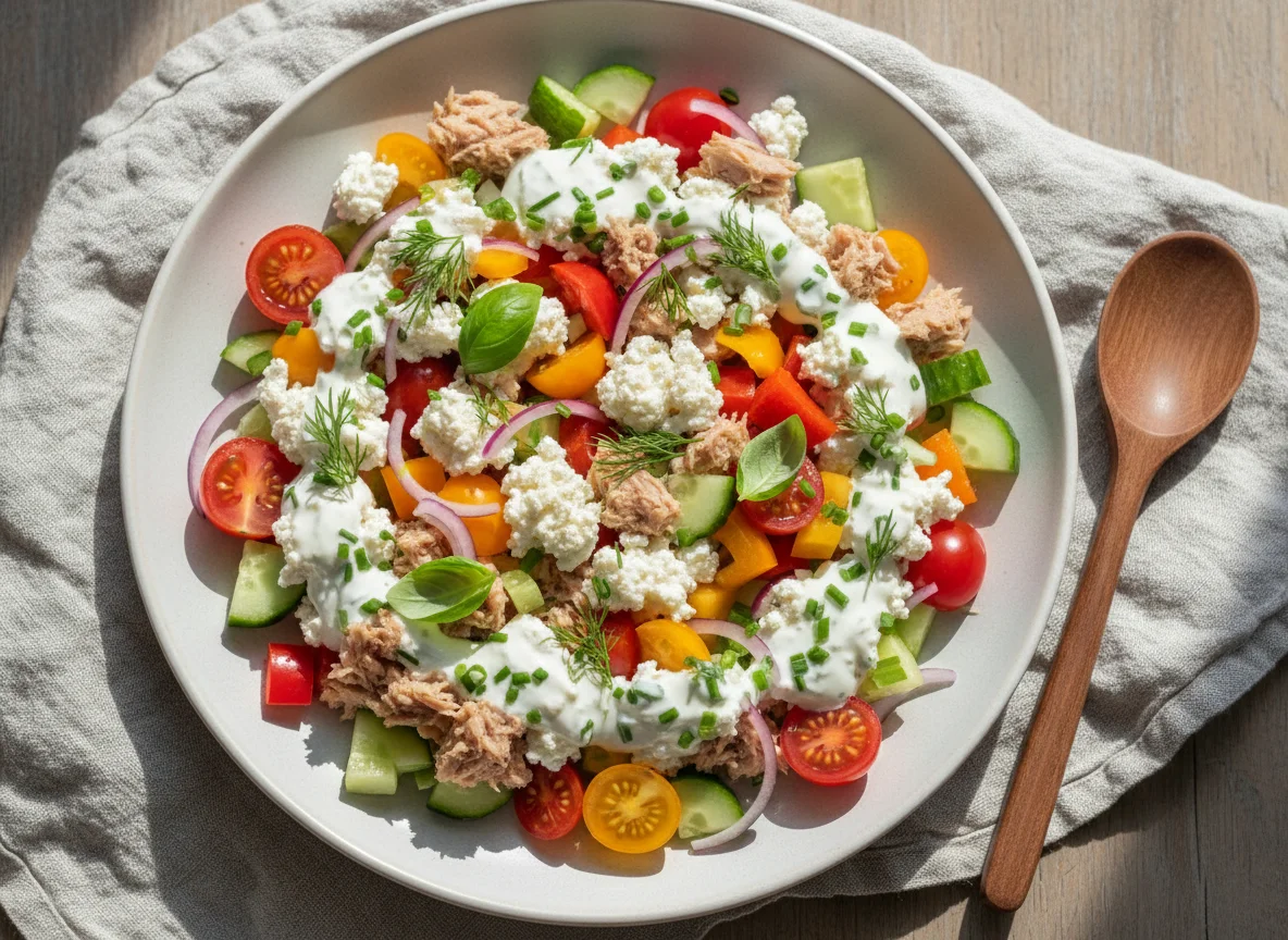 Thunfischsalat mit Hüttenkäse photo