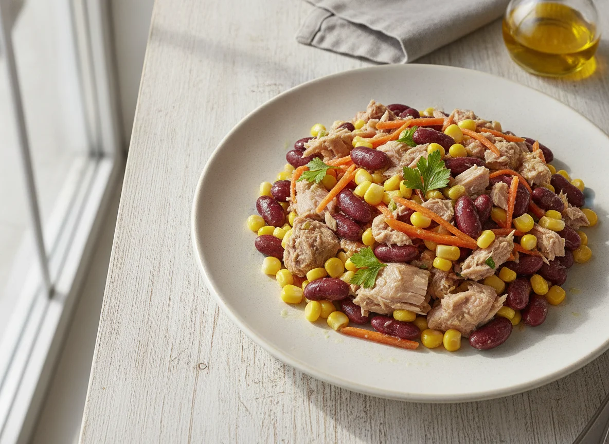 Thunfisch-Salat mit Kidneybohnen und Mais photo