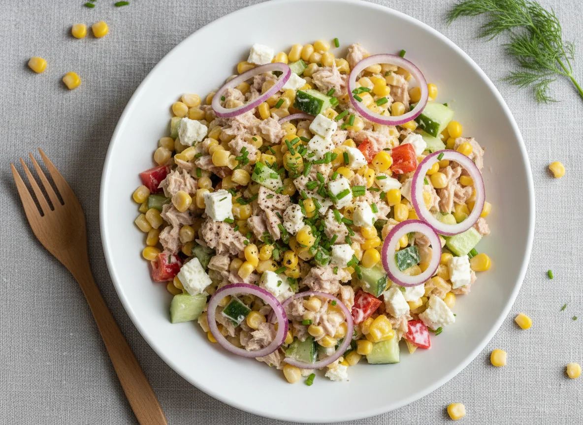 Thunfischsalat mit Mais und Feta photo
