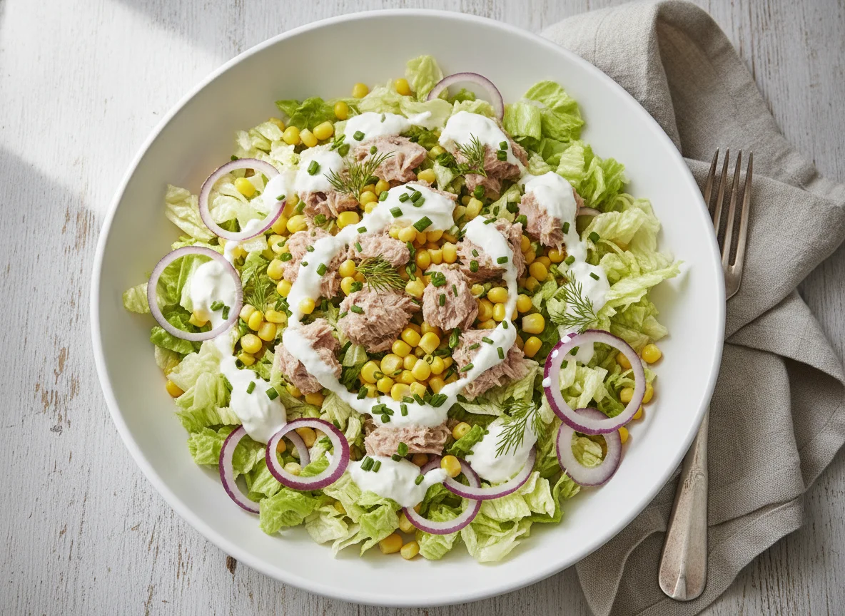 Thunfischsalat mit Mais und Joghurt-Dressing photo