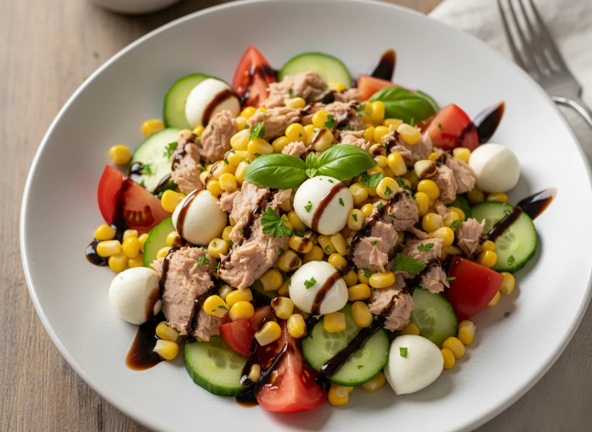 Thunfischsalat mit Mais und Mozzarella photo