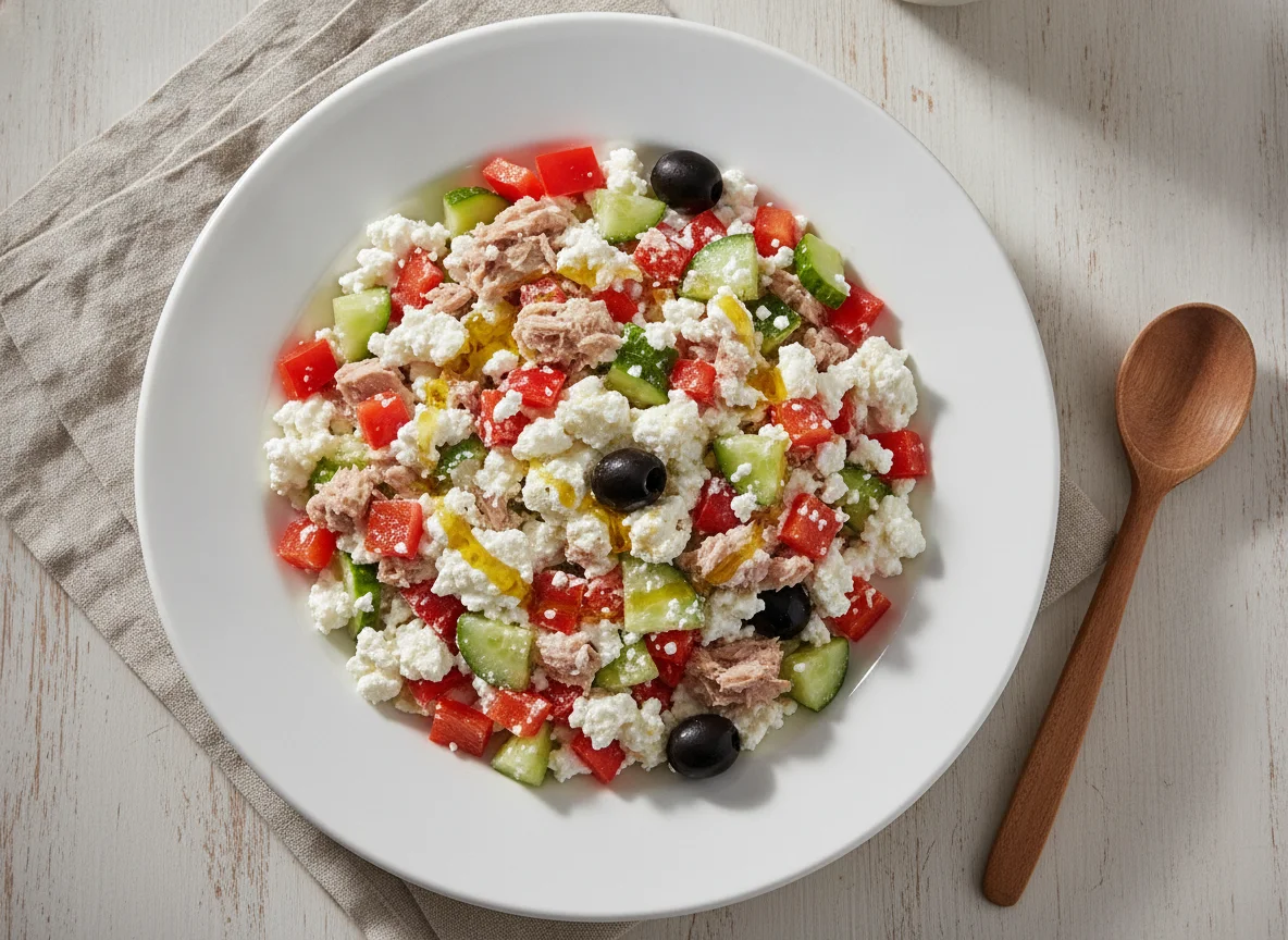 Thunfischsalat mit Paprika und Gurke photo