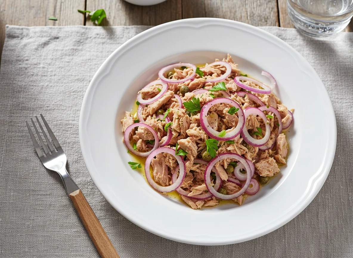 Thunfischsalat mit roten Zwiebeln photo