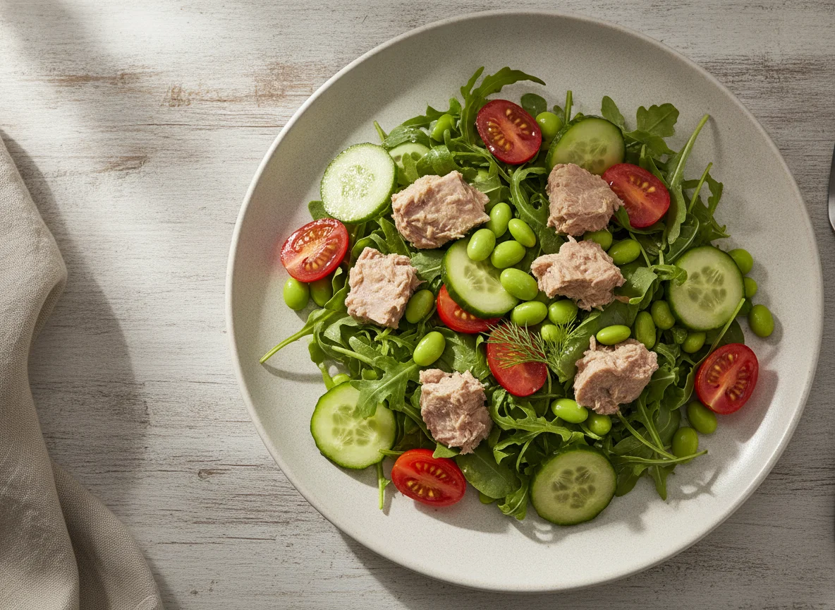 Thunfischsalat mit Rucola und Edamame photo