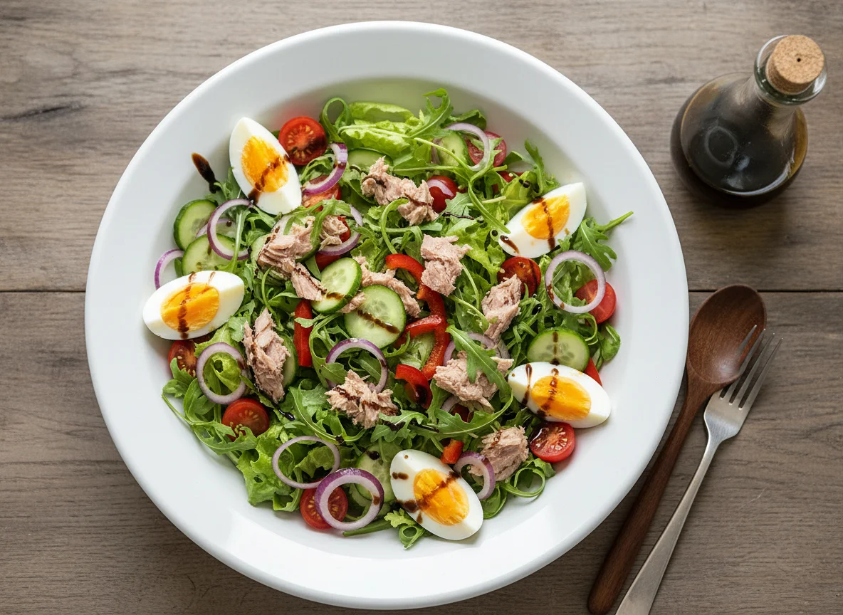 Thunfischsalat mit Rucola und Ei photo