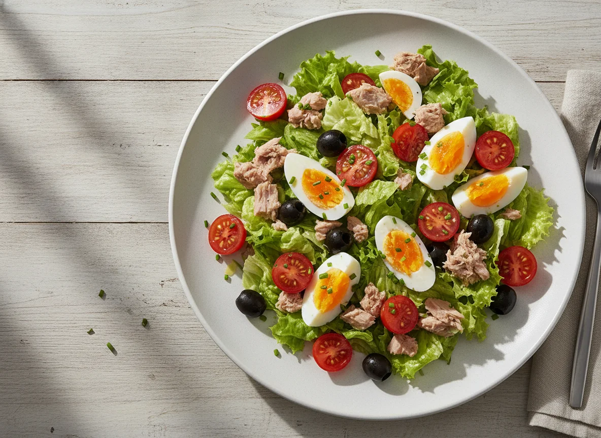 Thunfischsalat mit Tomaten und Ei photo