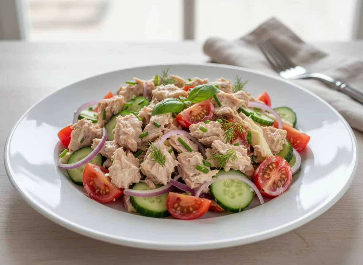 Thunfischsalat mit Tomaten und Gurken photo