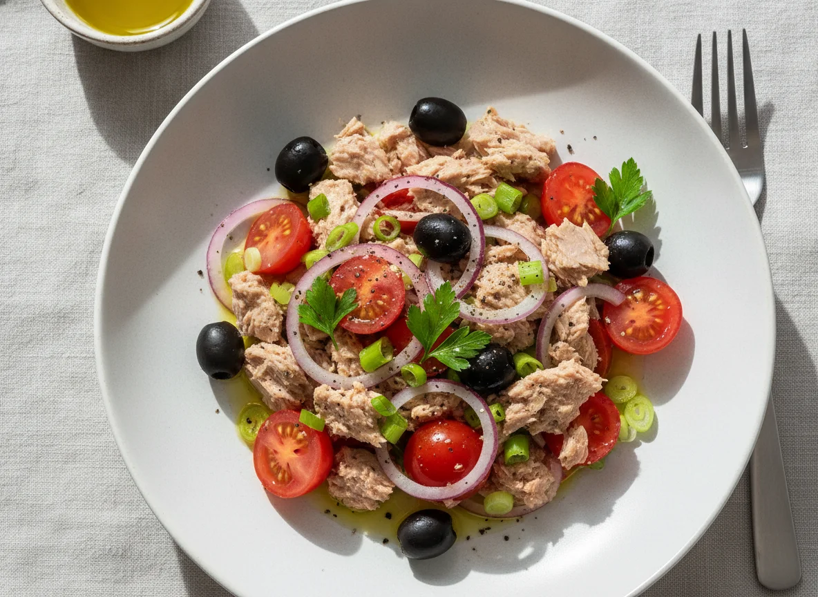 Thunfischsalat mit Tomaten und Oliven photo