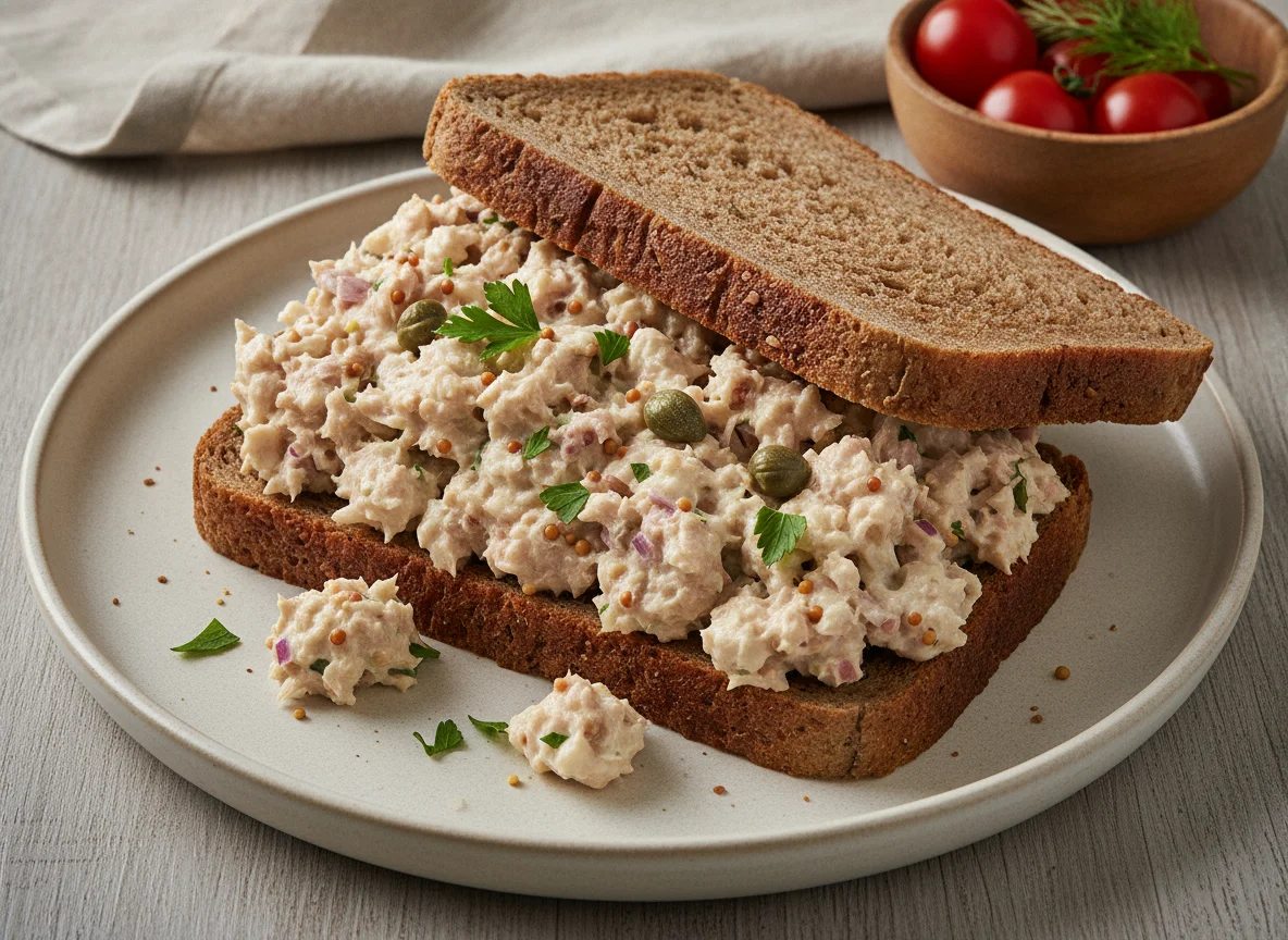 Thunfisch-Sandwich auf Vollkornbrot photo