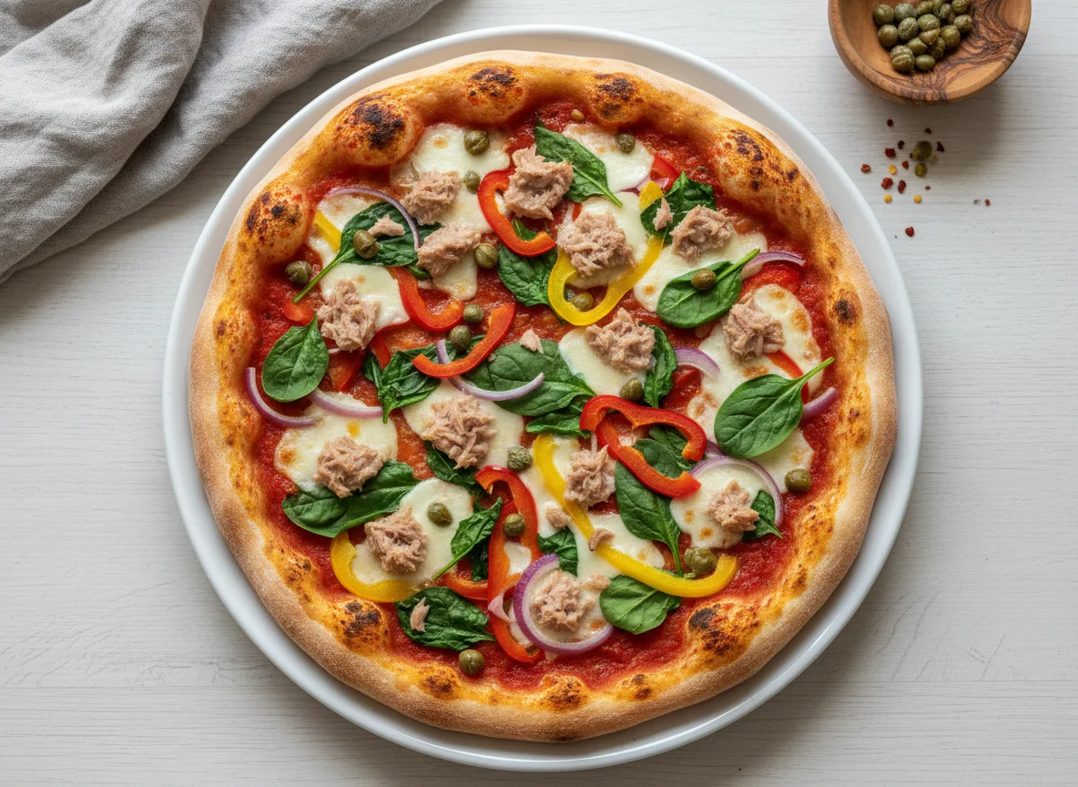 Thunfisch-Spinat-Pizza photo