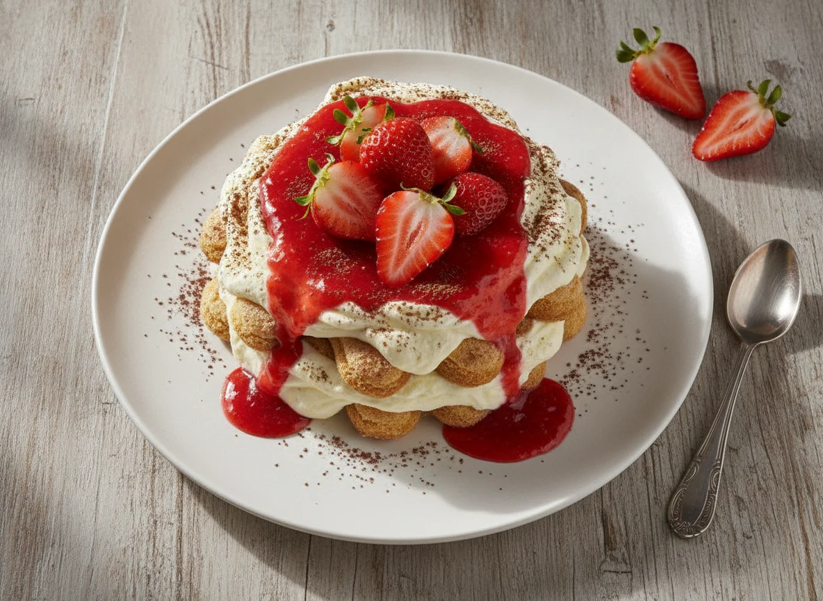 Tiramisu mit Erdbeeren photo