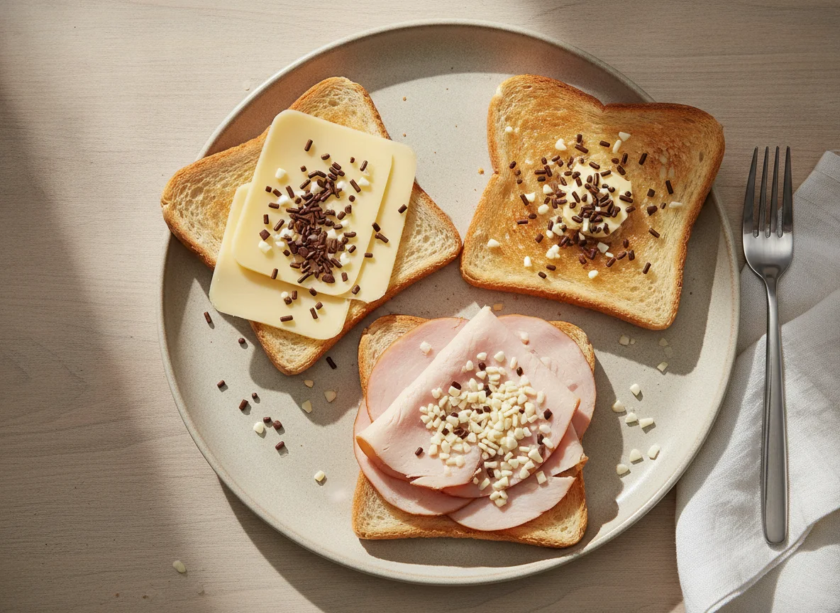 Toast mit Aufschnitt und Schokostreuseln photo