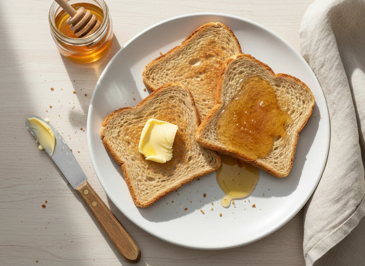 Toast mit Honig und Butter photo