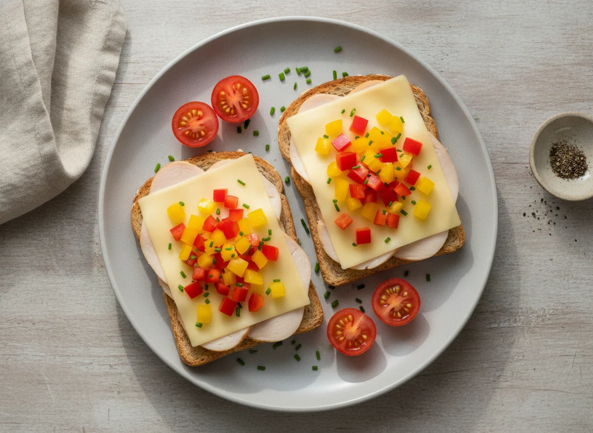 Toast mit Käse und Paprika photo