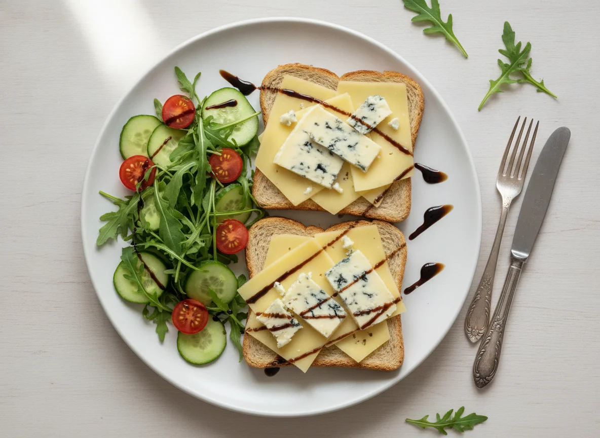 Toast mit Käse und Salat photo