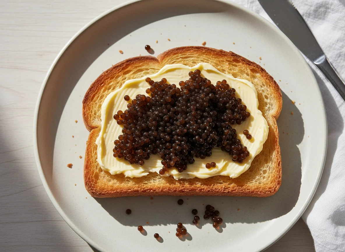 Toast mit Kaviar und Butter photo