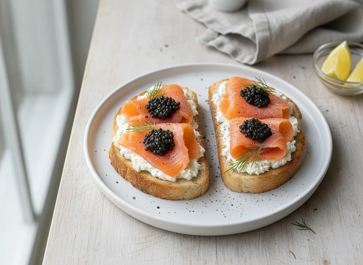 Toast mit Lachs und Kaviar photo
