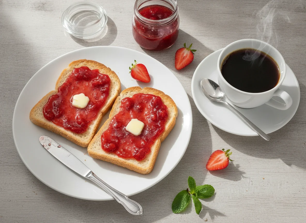 Toast mit Marmelade und Kaffee photo
