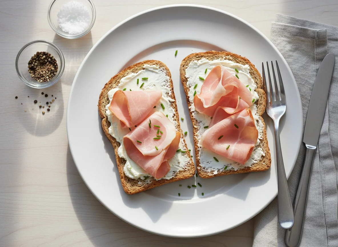 Toast mit Schinken und Frischkäse photo