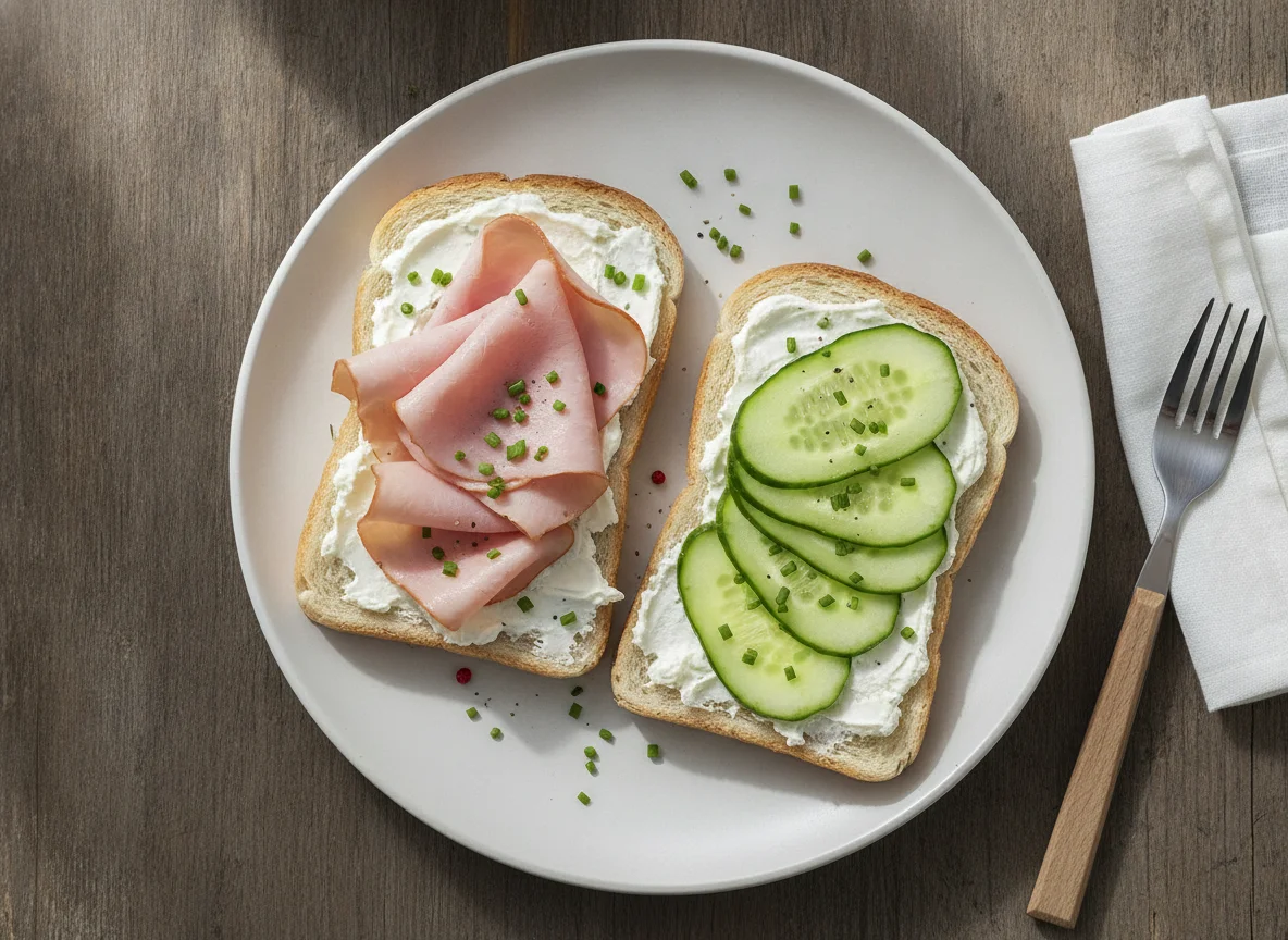 Toast mit Schinken und Gurke photo
