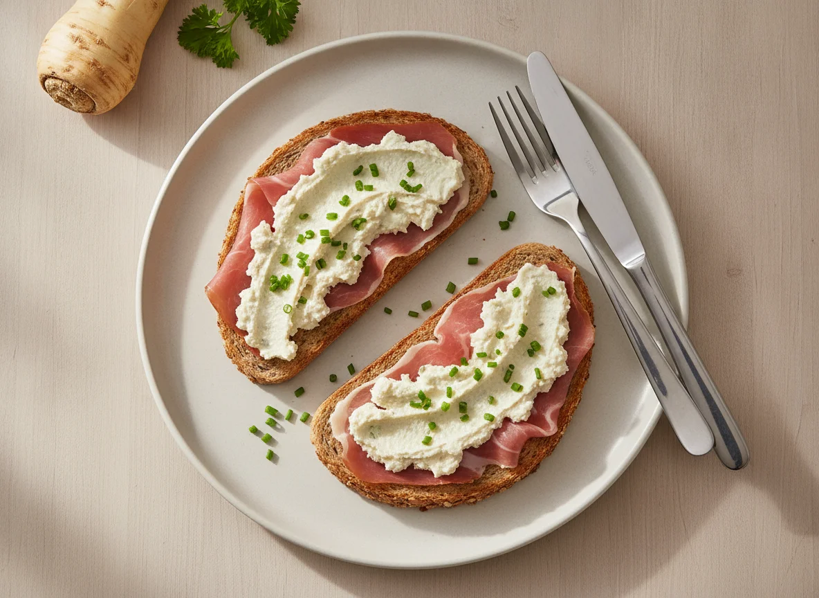 Toast mit Schinken und Meerrettich photo