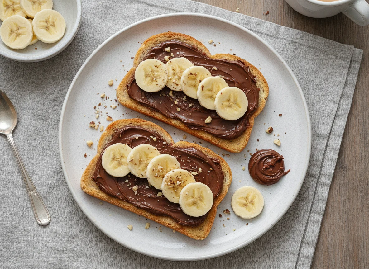 Toast mit Schokocreme und Banane photo