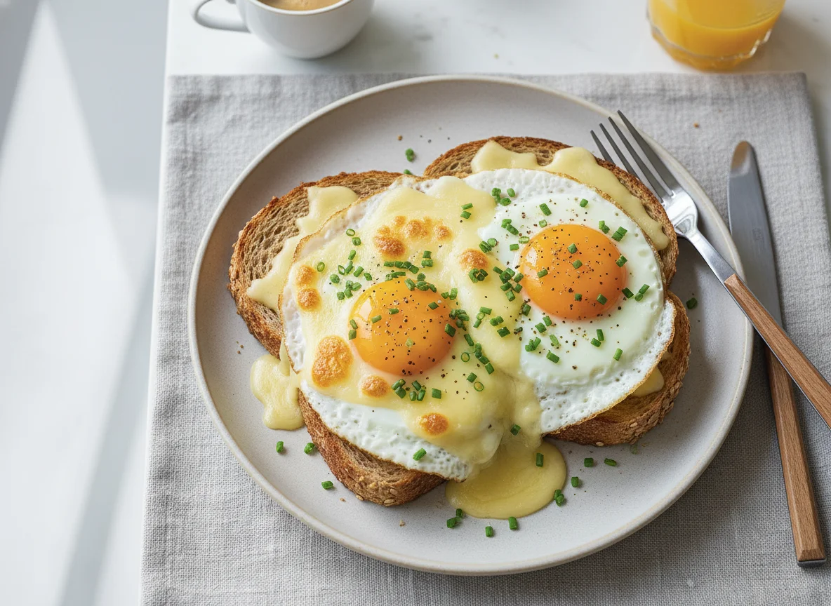 Toast mit Spiegelei und Käse photo