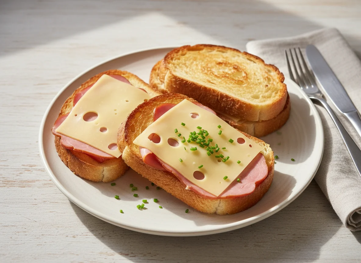 Toastbrot mit Käse und Schinken photo