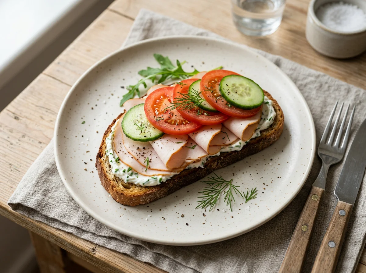 Toastbrot mit Putenbrust und Gemüse photo