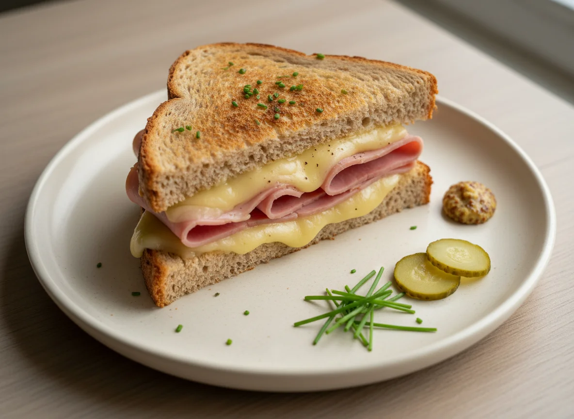 Toast-Sandwich mit Käse und Schinken photo