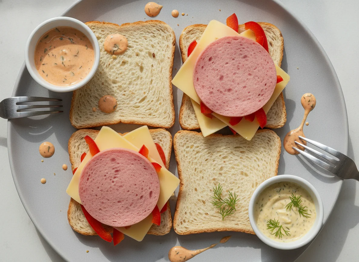 Toast-Sandwich mit Saucen photo