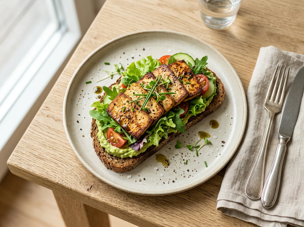 Tofubrot mit Salat photo