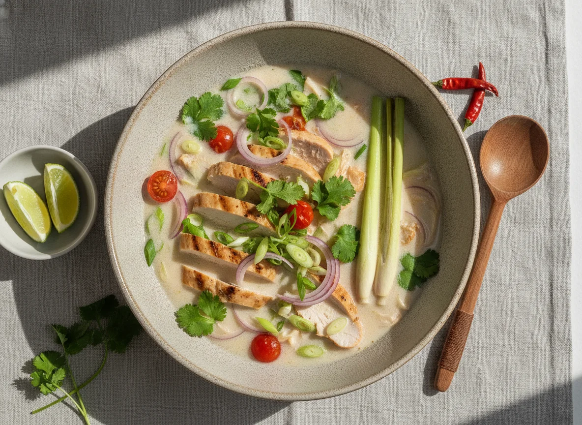 Tom Kha Gai (Thailändische Kokossuppe mit Hähnchen) photo