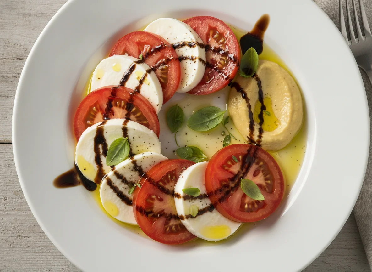 Tomate mit Mozzarella und Balsamico-Glace photo