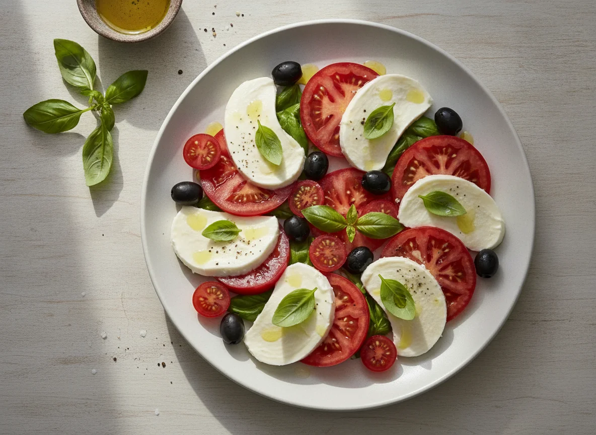 Tomate mit Mozzarella und Basilikum photo
