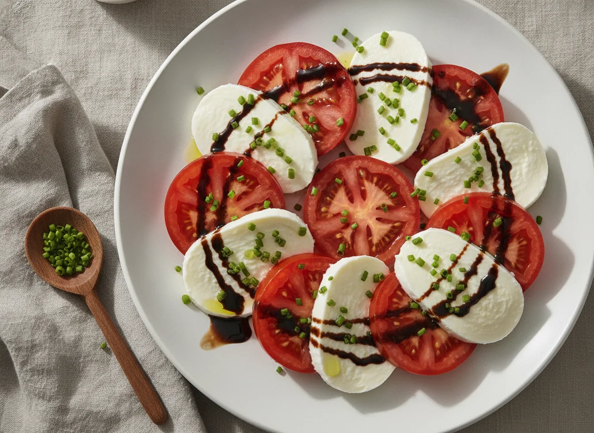 Tomate-Mozzarella mit Balsamico-Glace photo