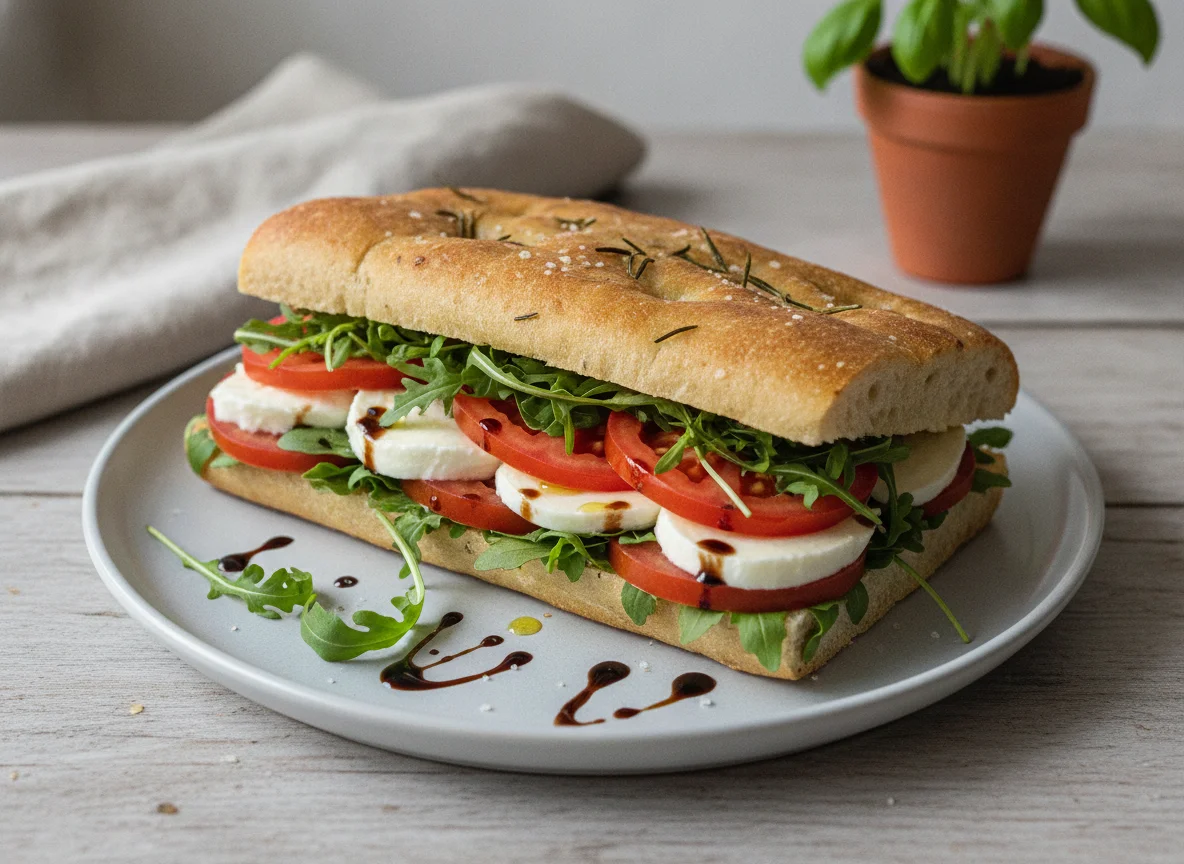Tomate-Mozzarella-Focaccia-Sandwich photo