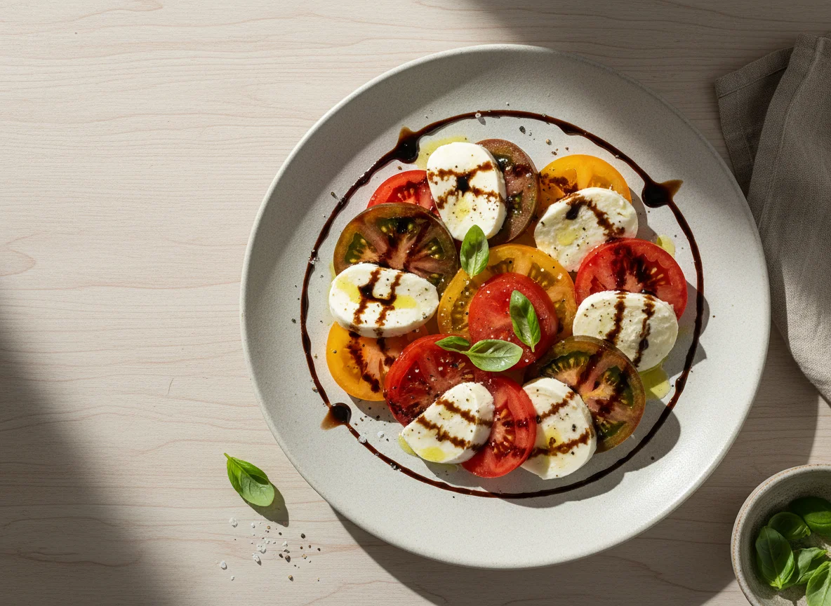 Tomate-Mozzarella-Salat mit Balsamico-Creme photo